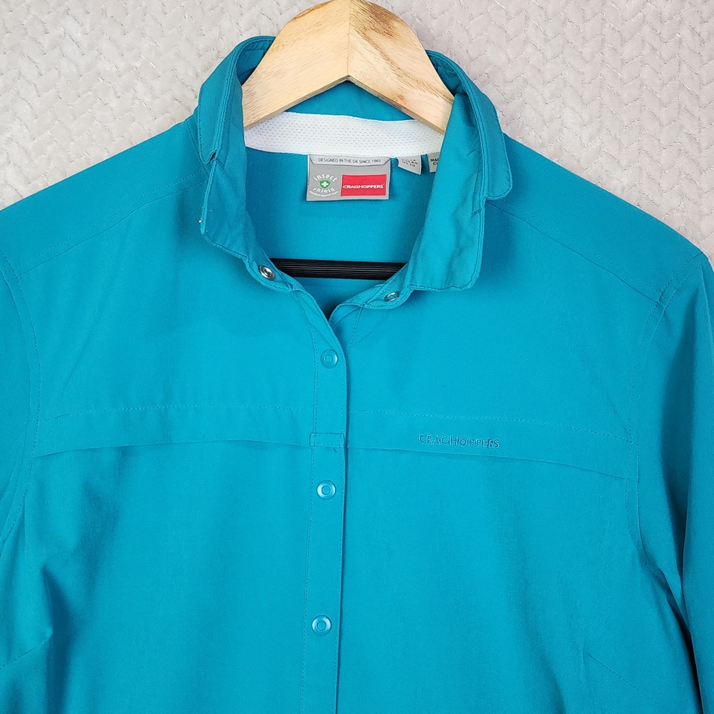 Craghoppers Insect Shield Teal Blue Shirt‎ Hiking Outdoors Camping Womens 10